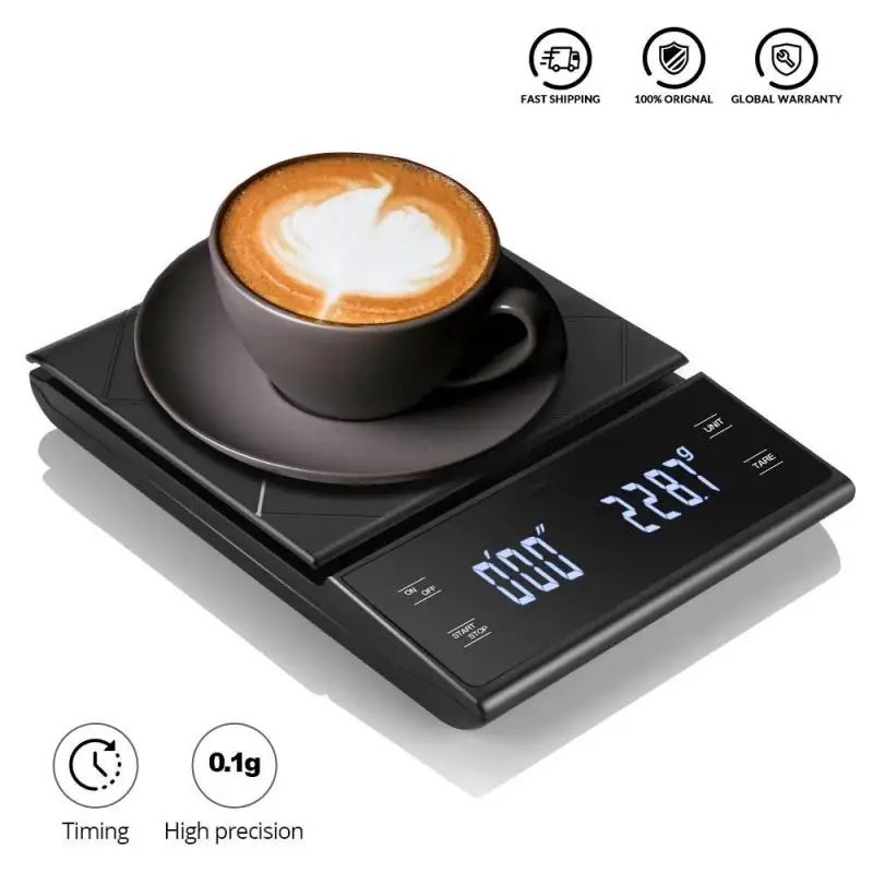 

3kg/0.1g Electronic Household Coffee Scale With LCD Bar Counter Kitchen Scale Baking Scale Portable Electronic Digital Scale