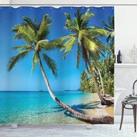ocean shower curtain kood island palm trees beach coastal tropical thailand journey vacation heaven destination in as
