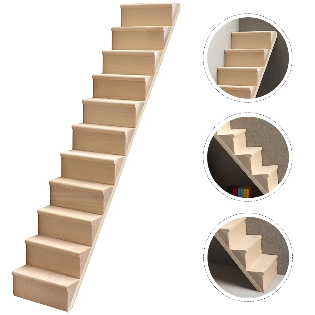 

House Stairs Desktop Ornament Mini Adornment Miniatures Furniture Wooden Models