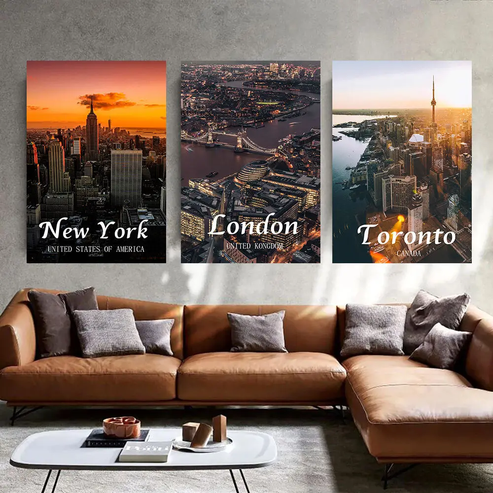 Известная Картина на холсте Нью-Йорк Гавана Сингапур плакат и печать Торонто