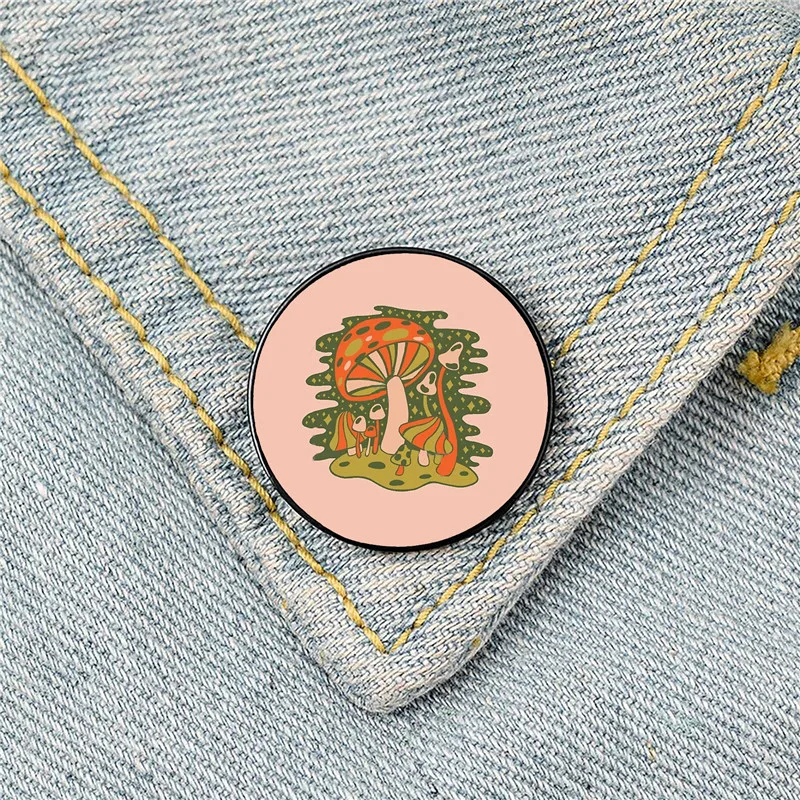 

Forest of Mushrooms Printed Pin Custom Funny Brooches Shirt Lapel Bag Cute Badge Cartoon enamel pins for Lover Girl Friends