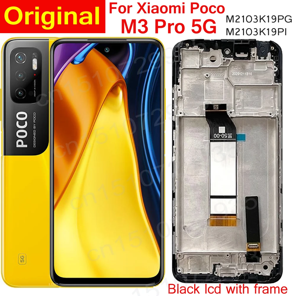 

100% Оригинальный ЖК-дисплей, сенсорная панель, дигитайзер в сборе, стеклянный датчик с рамкой для Xiaomi Poco M3 Pro, 5G Phone Pantalla