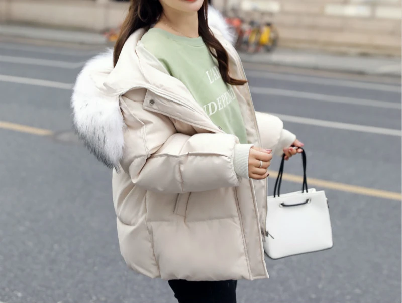 Women's Down Cotton-padded Jacket 2022 New Women Large Wool Collar Cotton-padded Jacket Loose Clothing Thick Coat Short Style