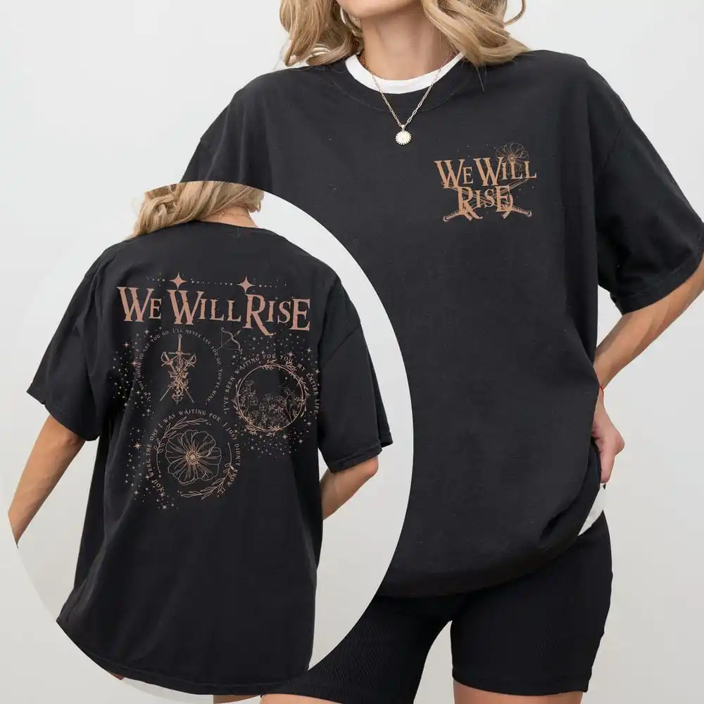 Retro From Blood and Ash Shirt We Will Rise Merch Jennifer Armentrout Poppy Hawke Romantasy Y2K Top Daily Trendy Streetwear