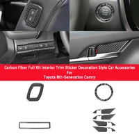 carbon fiber interior sticker center console steering wheel inner door handle car accessories for toyota 8th generation camry