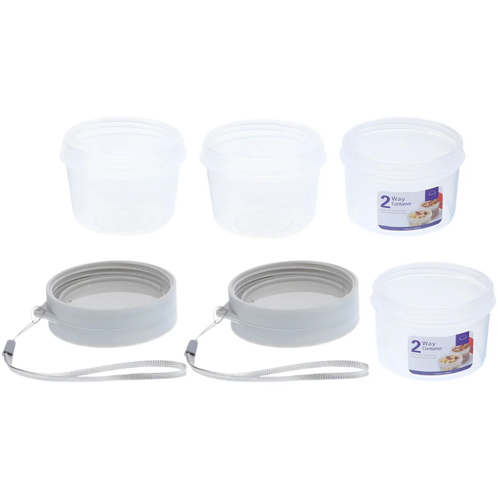 

2 Sets Overnight Cereal Oats Container Double Layer Lanyard Fruit Yogurt Cup