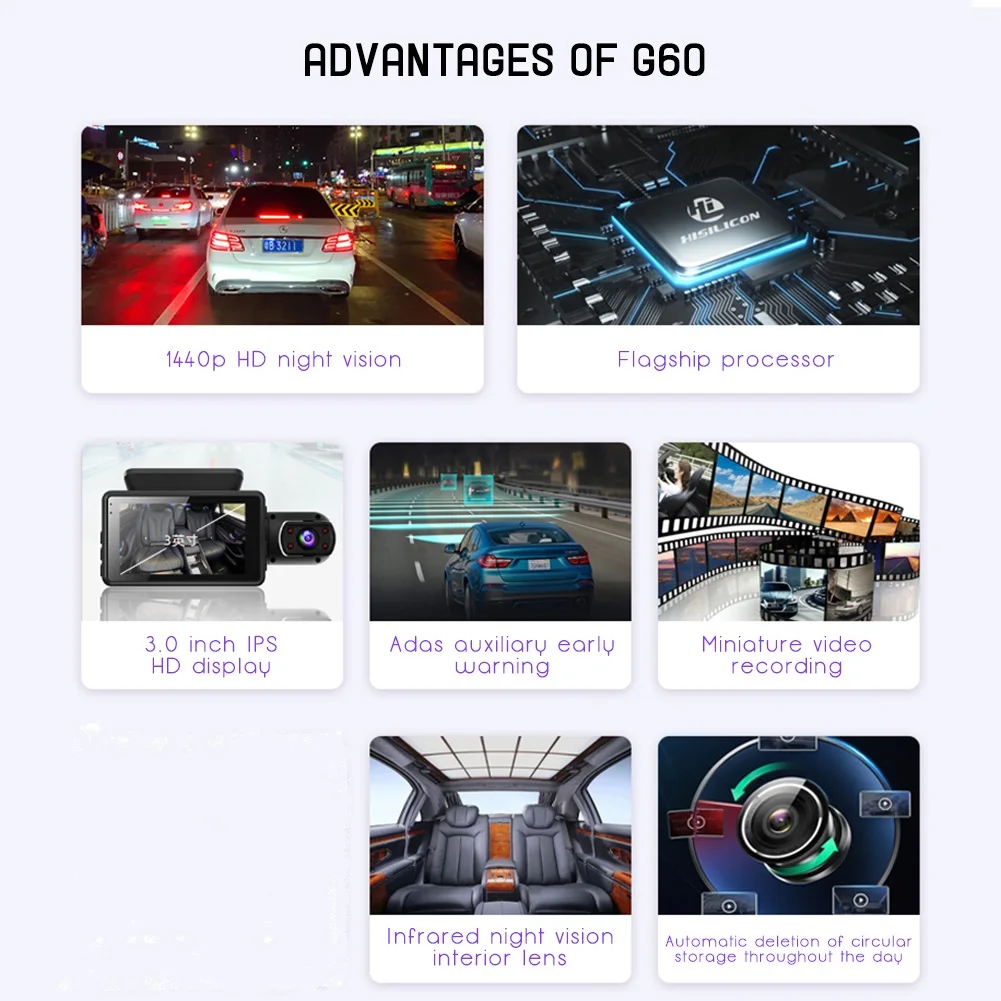 Автомобильный видеорегистратор 2 камеры чип объектива FHD 3 0 дюйма регистратор с