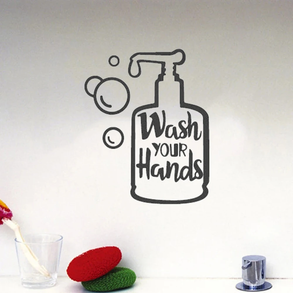 

Настенные наклейки «мыть руки», знак для ванной комнаты, стикеры для мыла для рук, виниловые домашние декоративные фрески, съемный постер для чистых рук hjкарты