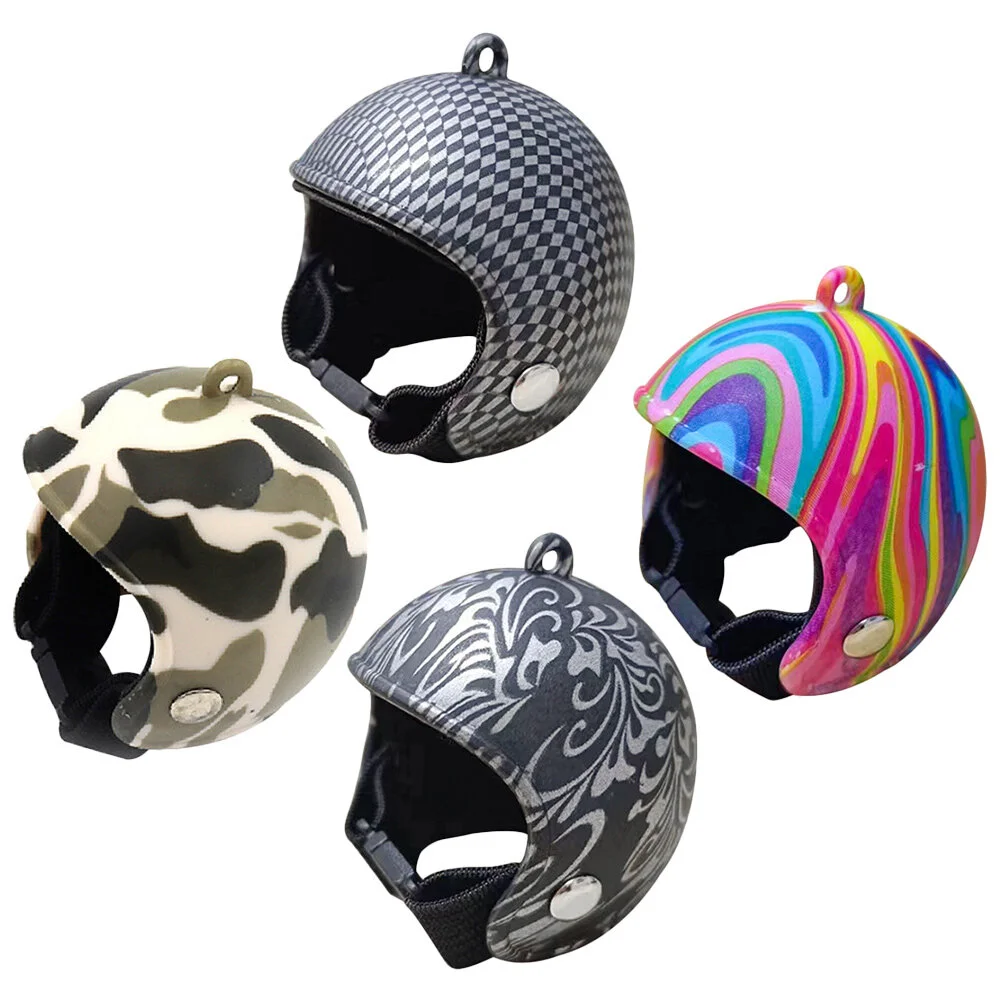 

4 Pcs Puppy Hen Hats Motor Cycle Pet Supplies Bird Headwear Plastic Interesting Chicken Mini Toys