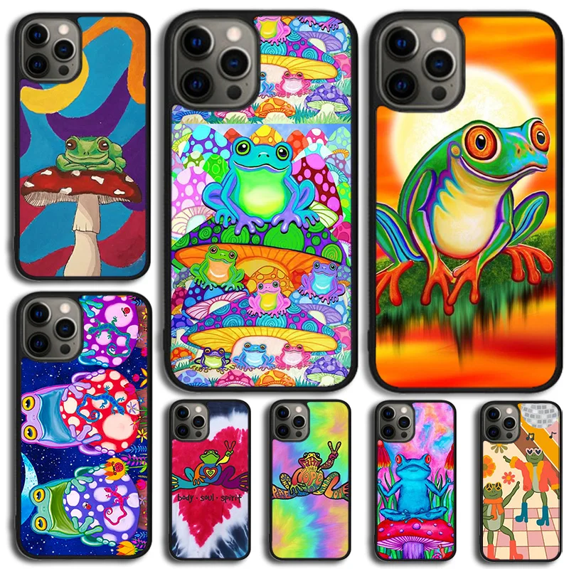 Фото Чехол Frong Froggy Art Groovy Hippie для телефона iPhone 14 13 12 Mini XR XS Max, чехол для Apple iPhone 11 Pro Max 6 8 7 Plus SE2020 №1