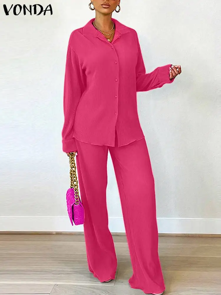 Модные женские комплекты 2024 повседневные свободные костюмы VONDA из двух предметов