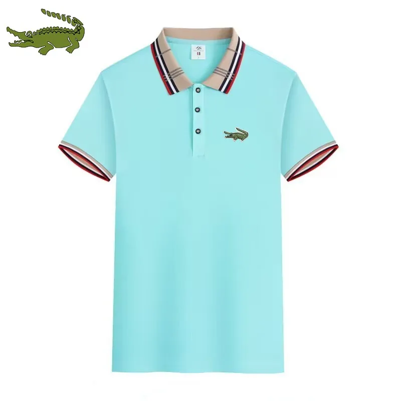 

Men's Short Sleeved Lapel Embroidered POLO Shirt Summer Breathable Casual Top Fashion Jacquard Collar Temperament Shirt