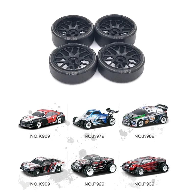4шт металлический обод колеса жесткие пластиковые шины для дрифта Wltoys 284131 K969 K989