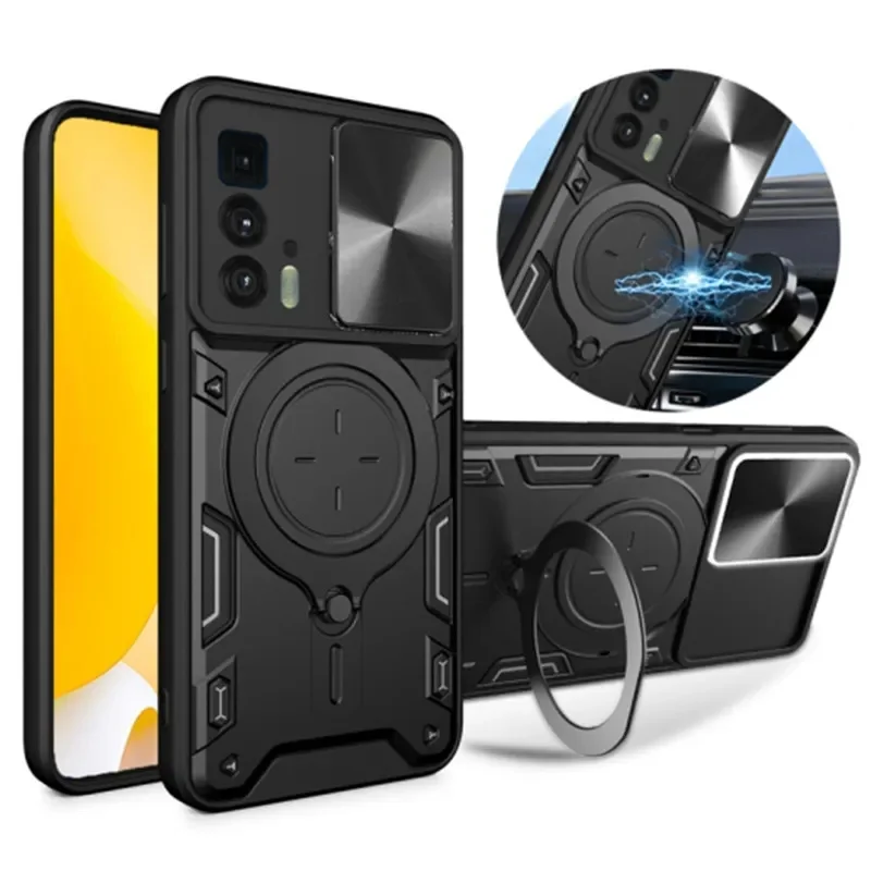 

For Motorola Moto Edge 20 Pro Case Slide Lens Shockproof Armor Phone Case For Moto Edge20 Pro 20Pro Magnetic Holder Ring Cover