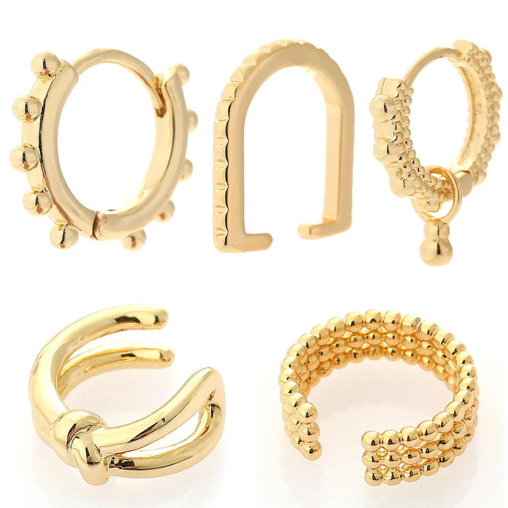 

Fake Piercing Ear Cuff Earrings for Women Gold Color Geometric Clip on Earrings Copper Trendy Punk Hip Hop Fashion Jewelry 2021