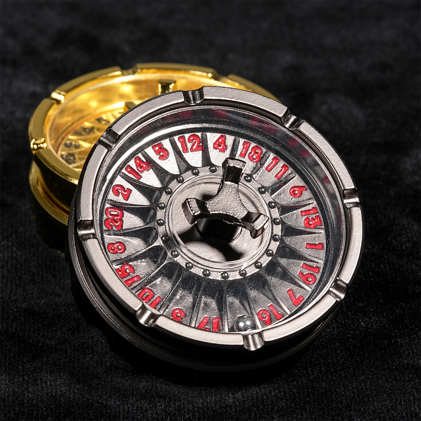 Фото DND Dice D20 Черный Красный Fingertip Spinning Wheel Dice D&D Настольная игра Dungeons Dragons TRPG Многогранные цифровые игральные кости Настольная игра №1