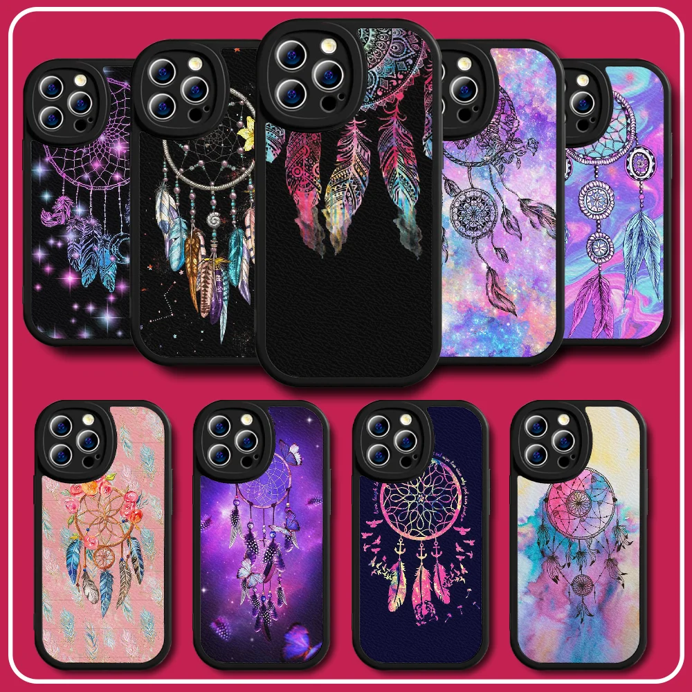

Dreamcatcher Art Silicone Lambskin Leather Phone Case For iPhone 7 8 11 12 13 14 Se X Xs Xr Pro Max Plus Mini Cover
