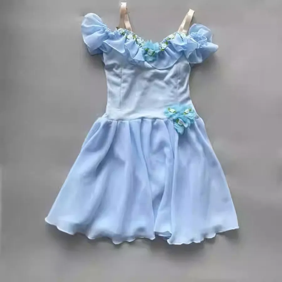 Розовое голубое балетное платье романтичные пачки для девочек детское шифоновое