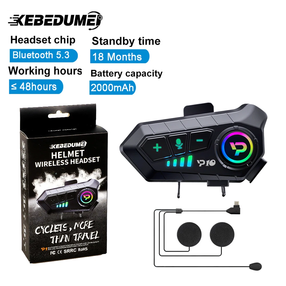 Bluetooth-гарнитура для мотоциклетного шлема 5 3 беспроводная IPX6 водонепроницаемые