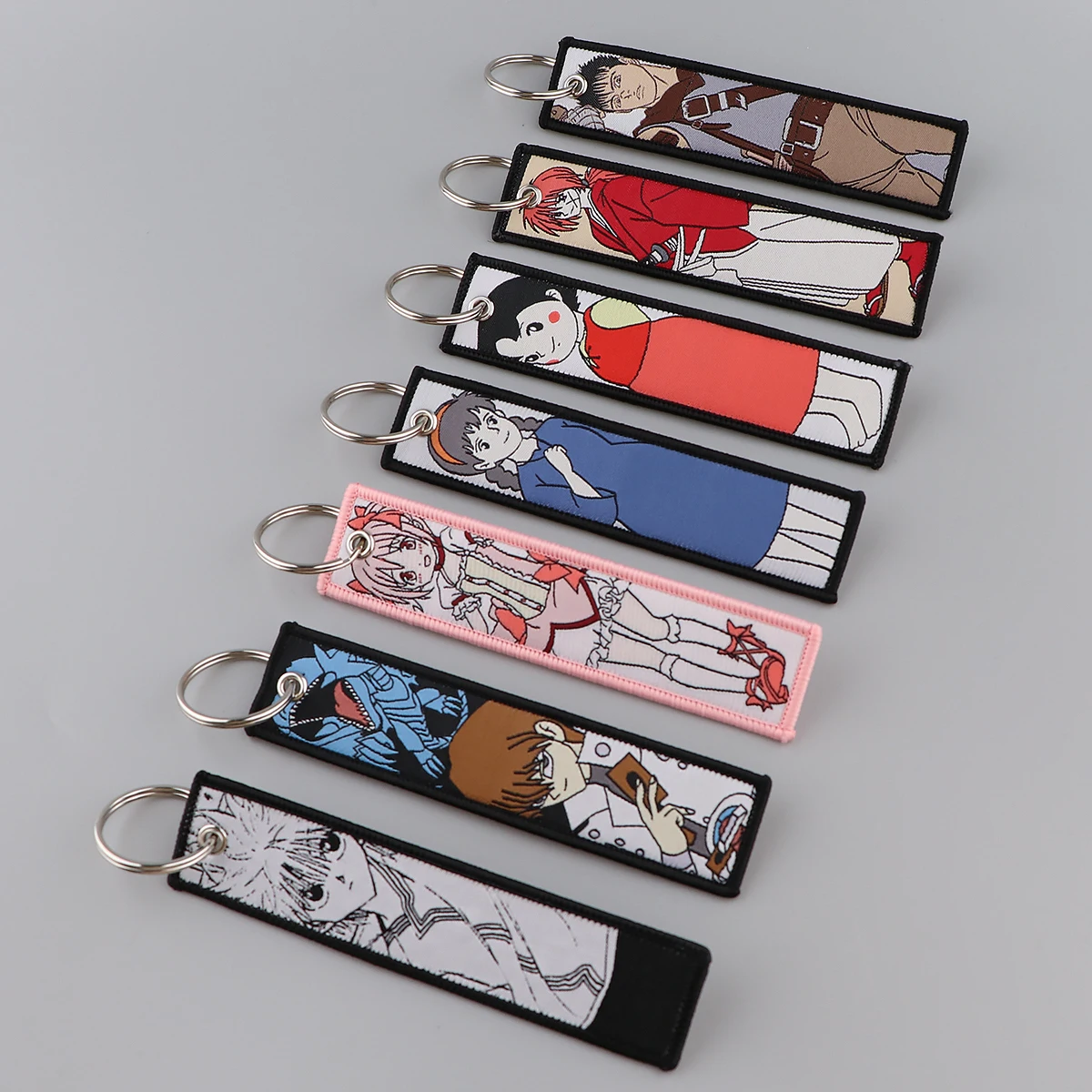 

Japanese Anime Cool Embroidery Key Fobs Key Tag Motorcycles Cars Backpack Chaveiro Keychain For Friends Fashion Key Ring Gifts