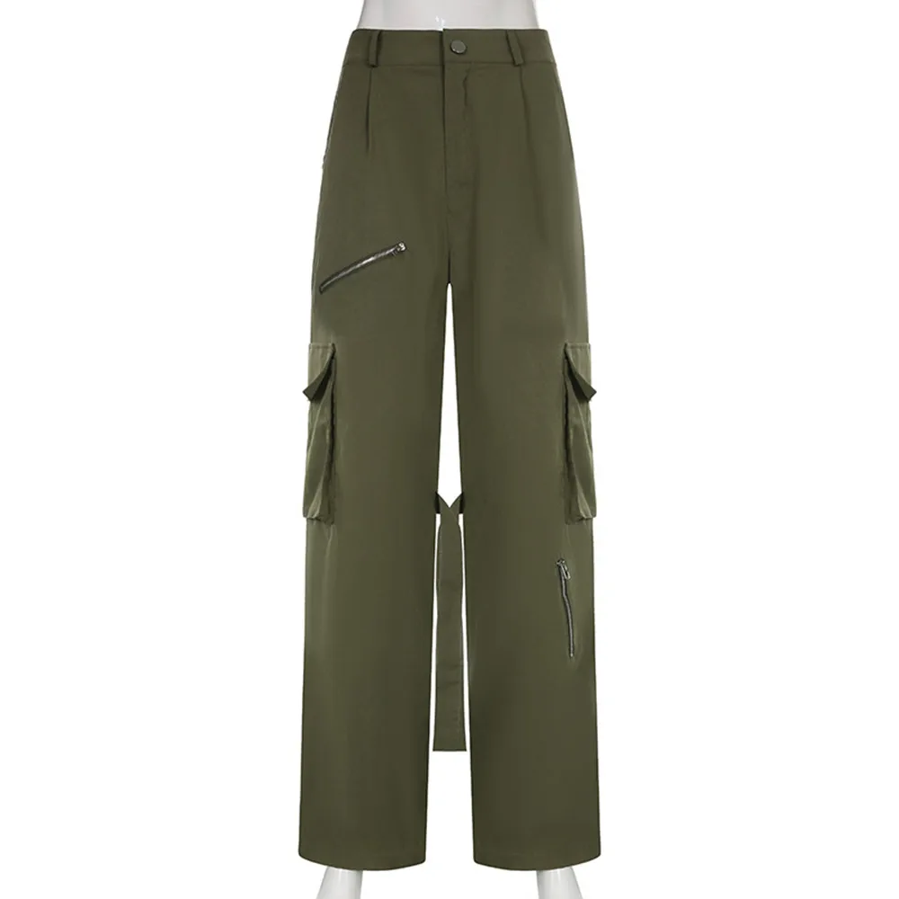 

Vintage Cargo Pant Baggy Women Green Wide Leg Pants Harajuku Oversized y2k Sweatpants Hip Hop Trousers Streetwear Pantalon Baggy
