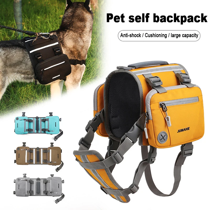 

Dog Backpack For Traveling Hiking Pet Outdoor Adjustable Reflective Tactical Dog Harness For Medium Large Dogs Pet Supplies