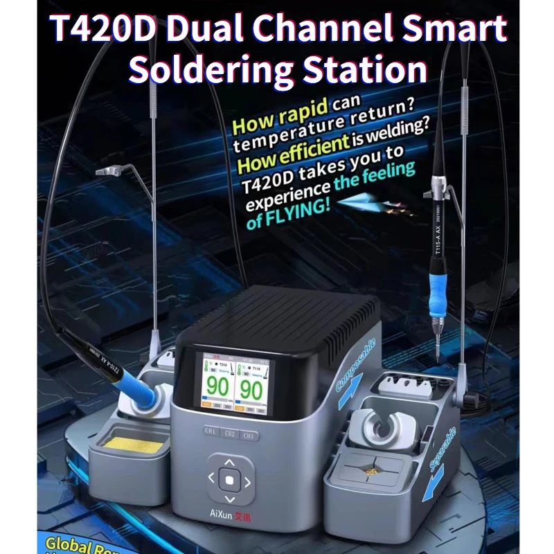 

JCID AIXUN T420D Dual-station intelligent soldering station With C245 C210 C115 Handle Welding Station For SMD Repair 110V 220V