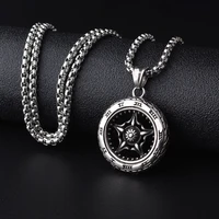 fashion simple titanium steel wheel pendant necklace men and women hip hop retro sweater chain jewelry accessories wholesale