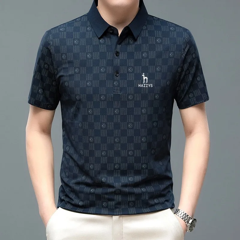 Golf Apparel Men's 2023 New Summer Polo Shirt Golf Ice Silk Elastic Short Sleeve T-shirt Men's Casual Business Polo Top
