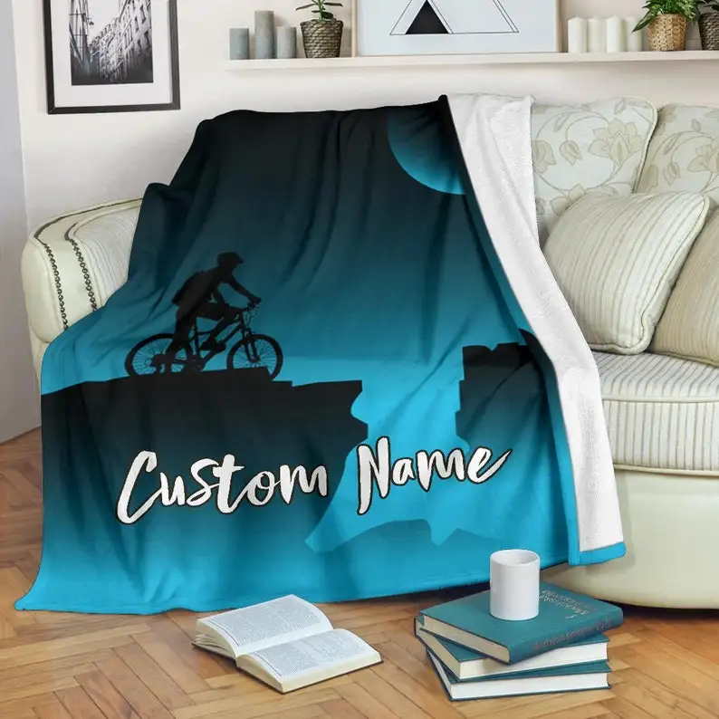 

Bicycle Blanket - Biker Throw Blanket - Bicycle Fleece Blanket - Biker Adult Kid Blanket - Bicycle Gifts Her Him