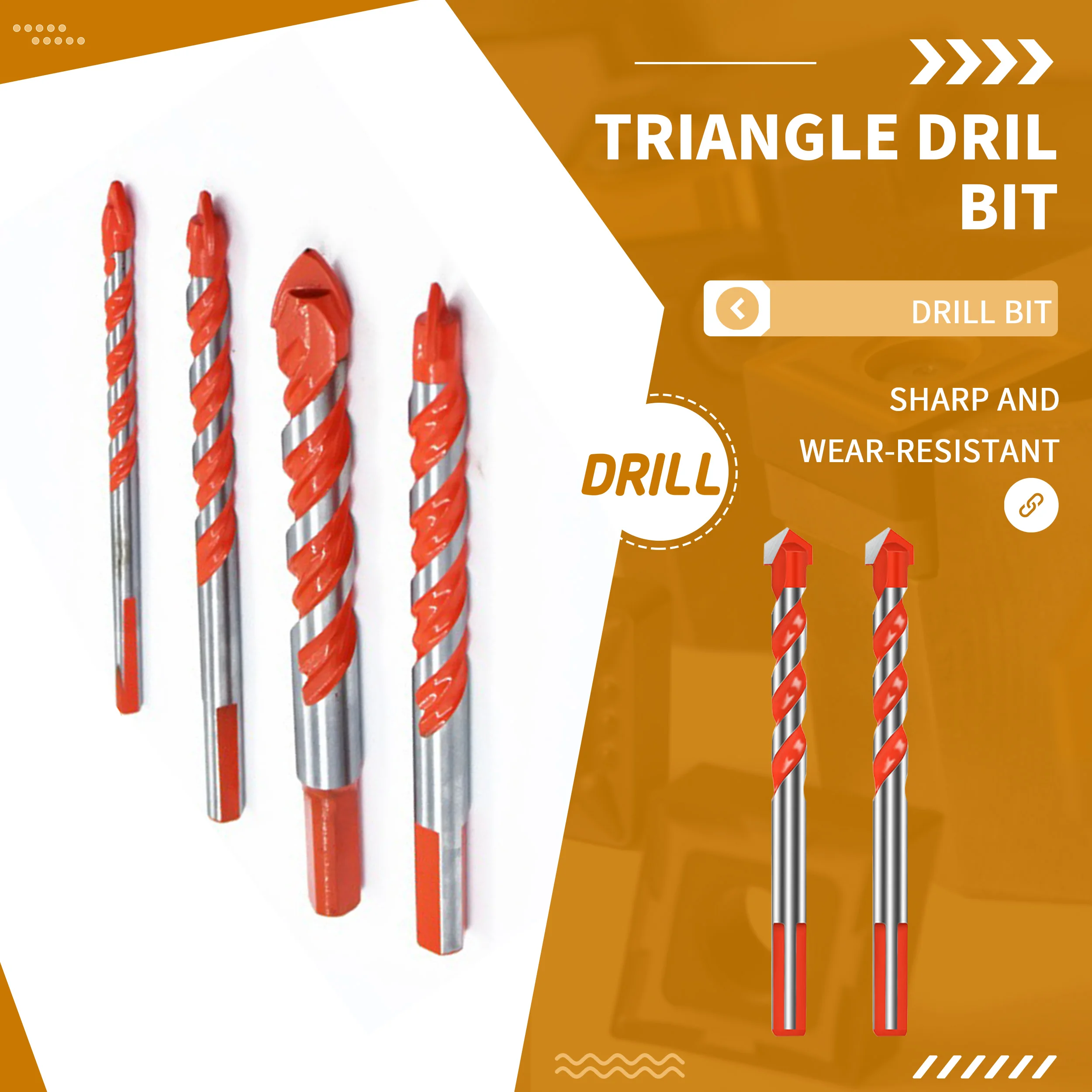 

6-12mm Multifunctional Glass Drill Bit Triangle Diamond Drill Set Ceramic Tile Concrete Brick Wood Punching Hole Saw Metal Drill