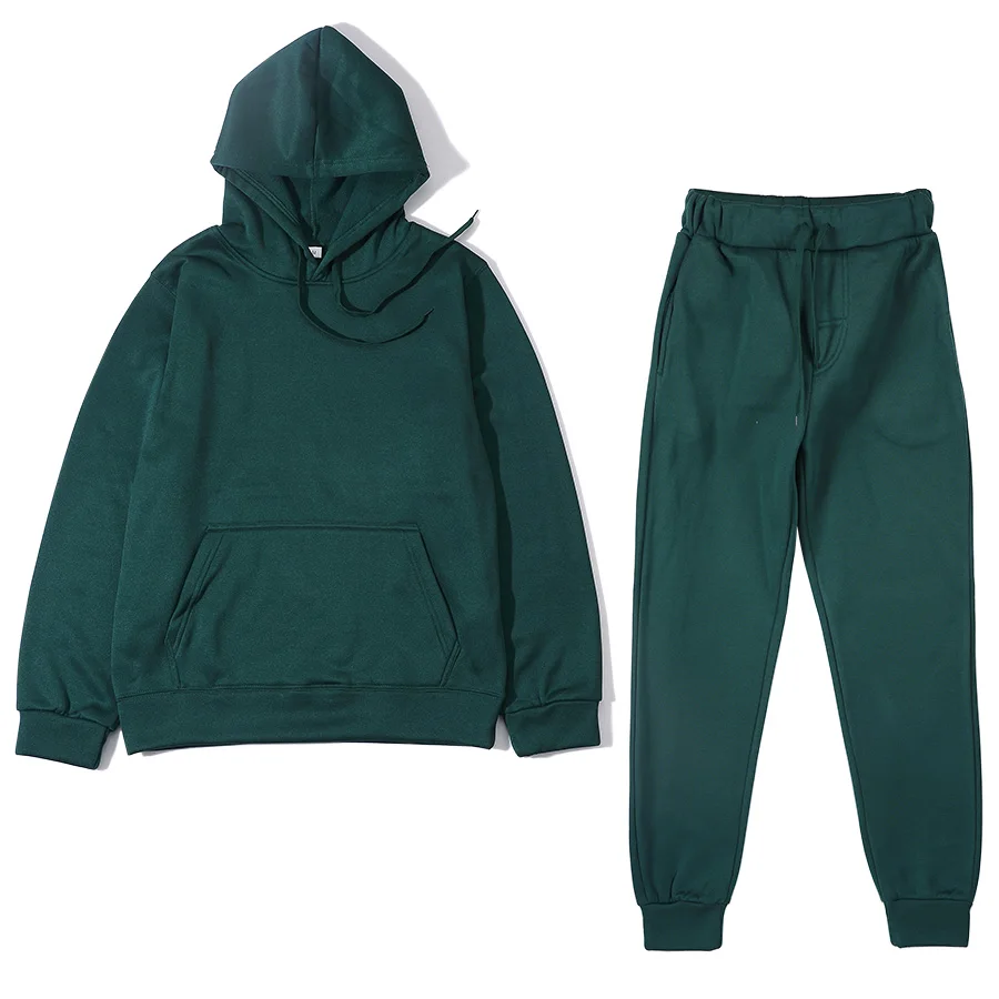 Two Piece Suits Loose Set men Tracksuit Long Coat Hoodie Set Zipper Warm Running Joggers Sweatshirts Sweatpants Set Sportswear