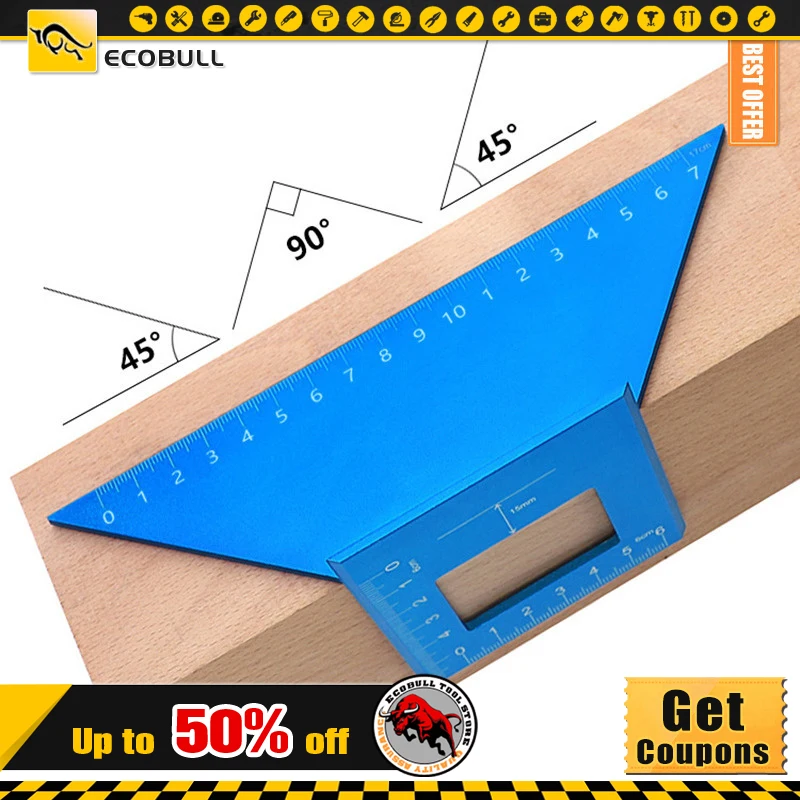 

Многофункциональная угловая линейка из алюминиевого сплава T-type Scriber 45 градусов Scribing Guiding Protractor