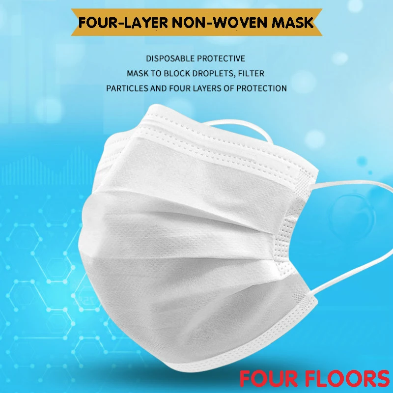 

10/50/100pcs Disposable Face Masks Nonwoven 4 Layer Melt Blown Cloth Civil Breathable Gauze White Mask Adult Face Mouth Mask