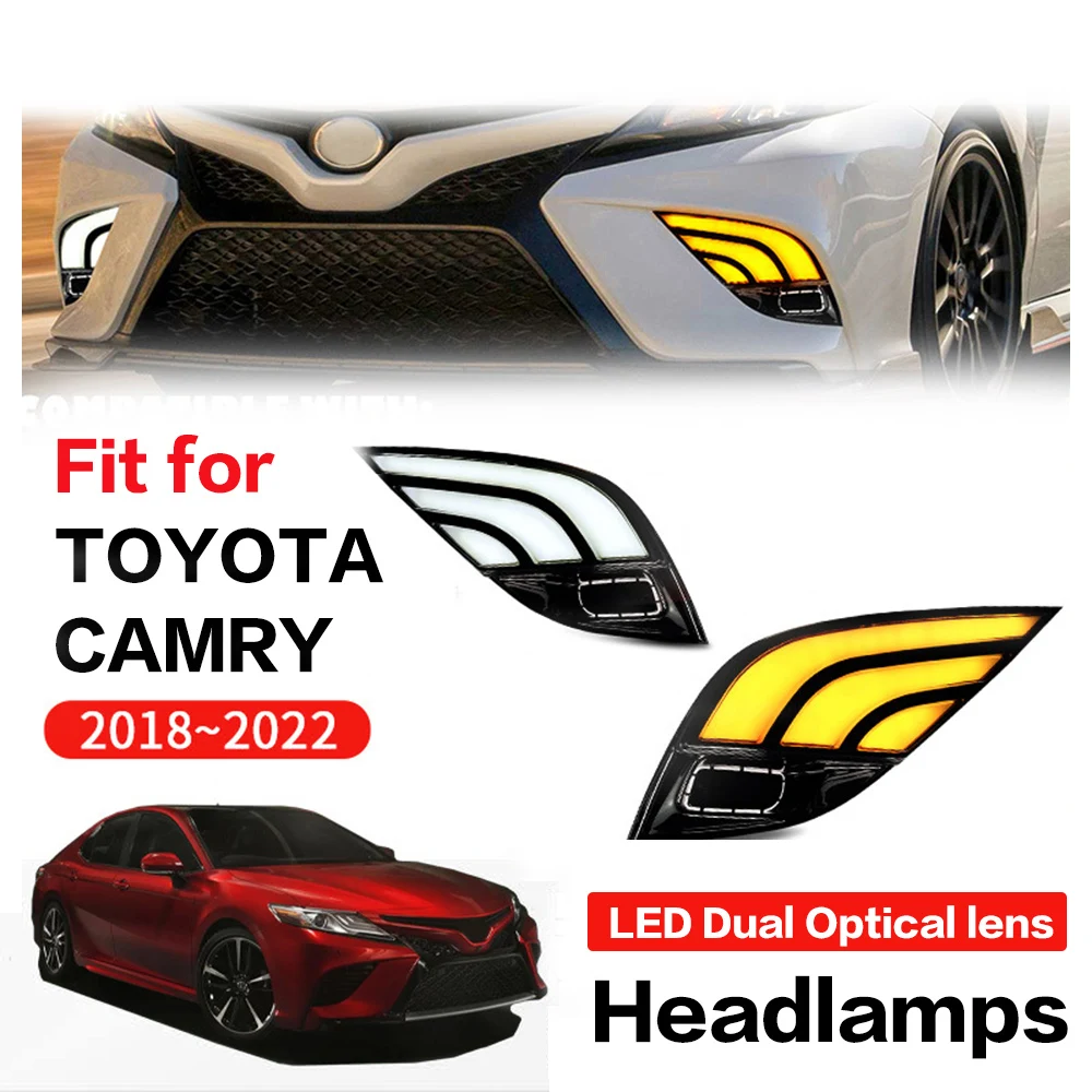 

For Toyota CAMRY Camry 2018-2022 Daytime Running Lights Fog Lights Leaf Lights Dual Beam Three Color Plug And Play DRL