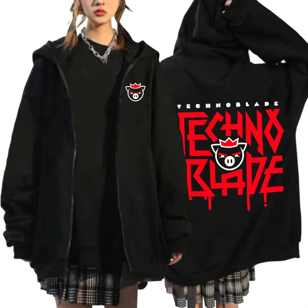 

Technoblade Merch Print Zipper Hoodies Harajuku Men Women Hip Hop Hooded Sweatshirts Streetwear Casual Hoodies Fashion Pullovers