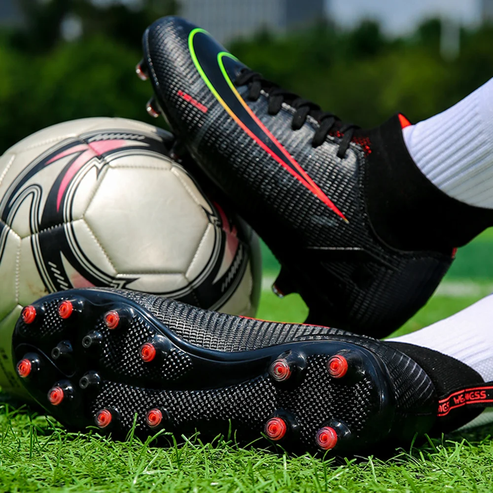 New High Ankle Soccer Shoes Men Turf Soccer Cleats Grass Football Training Shoes for Kids Football Boots Women Sneakers FG 33-46