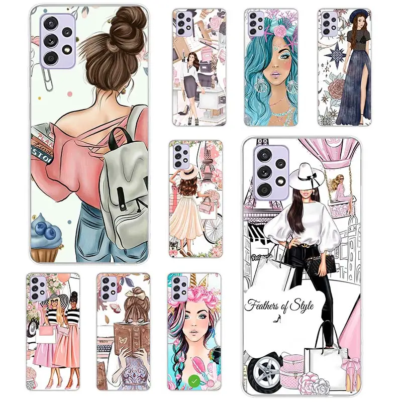 

Case Funda For Samsung Galaxy A52s A52 A73 A51 A71 A72 A12 A22 A32 A02s A21S A31 A41 A11 A01 Fashion Girly Art Cover Coque