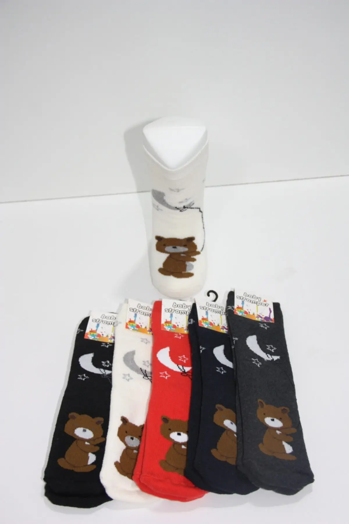 Детские носки из 5 предметов с принтом медведя из АБС-пластика, хлопковые ботинки, носки, белое нижнее белье