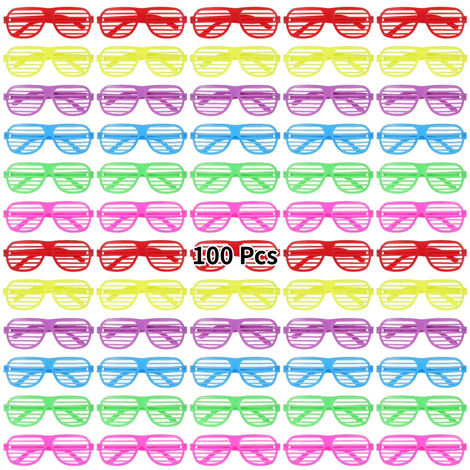 100 шт. солнцезащитные очки в винтажном стиле с прорезями неонового цвета для