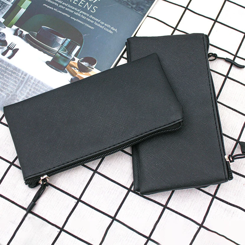 

Pencil Case for Office Black Leather Stationery Pencilcase Trousse Scolaire Piornik Estuche Escolar Material Papeleria Y Oficina