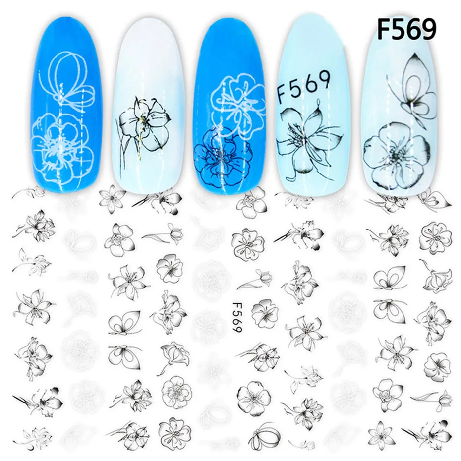 

1PCS 3D Personality Flower Art Line Nail Decorative Nail Stickers Press Nail Nail Supplies Nail Slider Nail Decals For Girl Gift