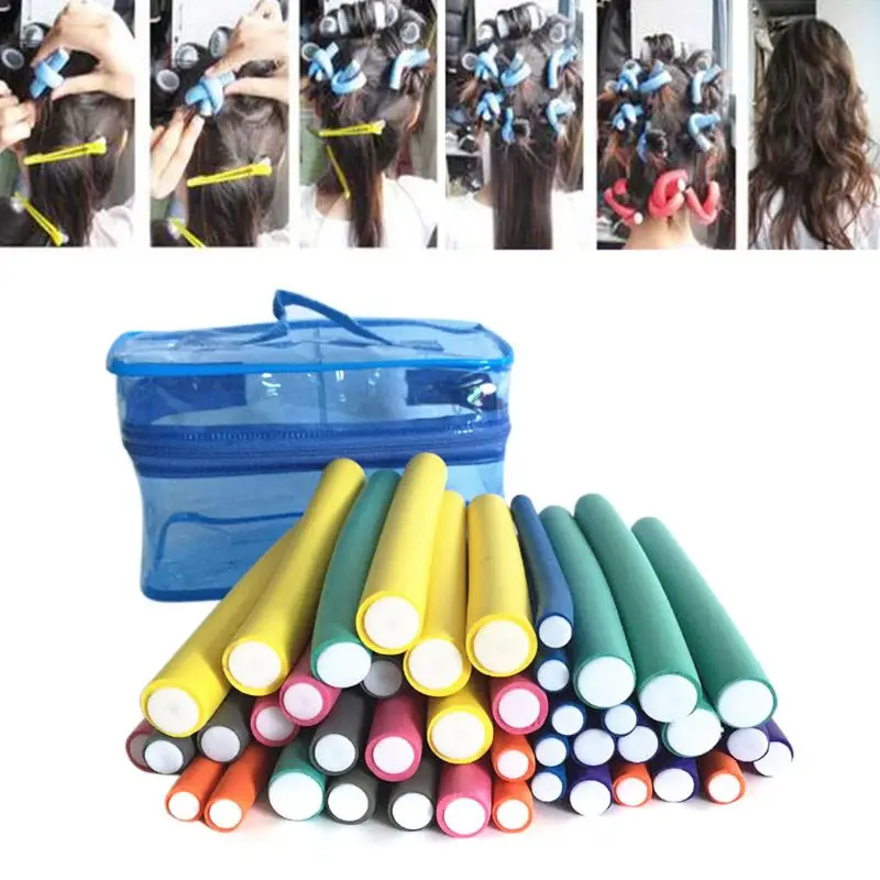 

42pcs Flexible Hair Curling Rod Hair Curler Makers Soft Foam Bendy Twist Curls Flexi DIY Rollers Styling tools