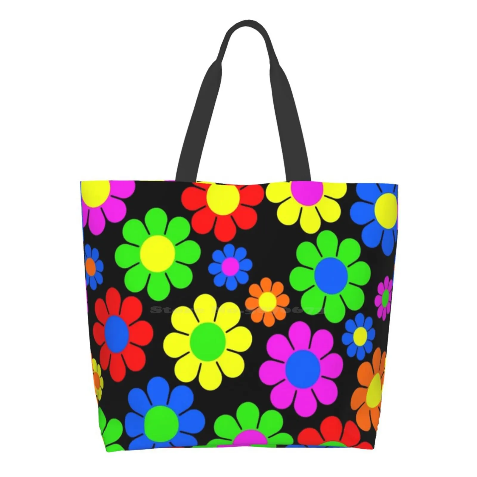 

Хиппи цветок ромашки весенний узор Высокое качество Большой размер Сумка-тоут Хиппи цветы ромашки красочные Маргаритки