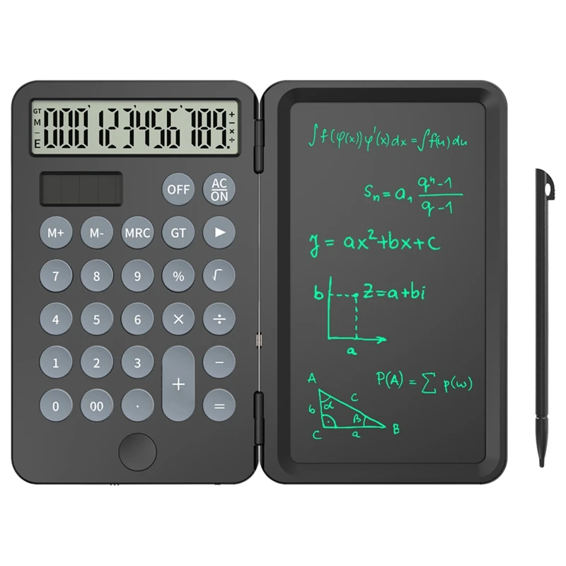 

Solar Calculator With Writing Tablet Mute Portable And Foldable Desktop Calculator Drawing Pad For Office Meeting