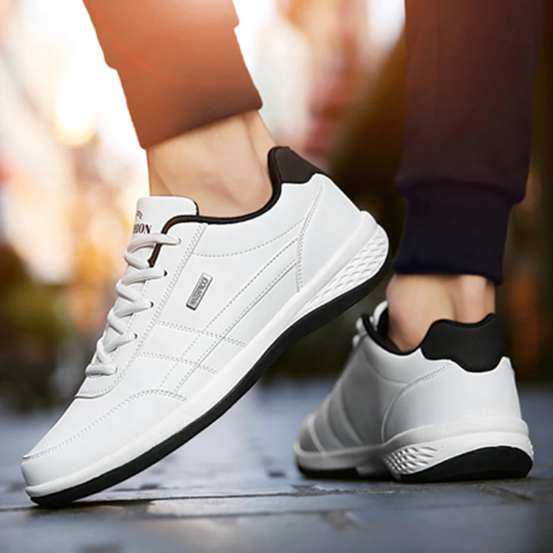 

Men Leather Shoes Sneakers Casual Shoe Breathable Leisure Male Sneakers Non-slip Footwear Vulcanized Shoe Zapatillas Hombre