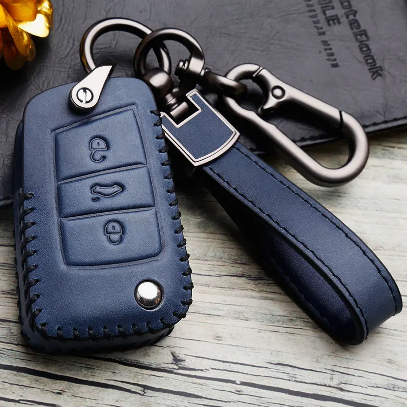 

for Volkswagen Sagitar Bora Tayron Lamando Santana Tiguan L Lavida Golf Leather Key Case Car Keychain Interior car Accessories