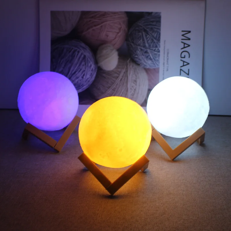 

LED Night Light 3D Print Moon Lamp 8CM/12CM With Stand Battery Powered Soft Lighting Creative Bedroom Decor Lover Baby Kids Gift
