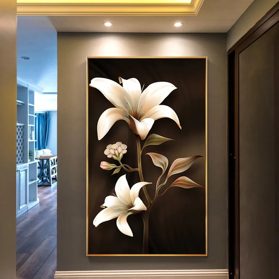

Lily Diamond Painting Flower Diamond Embroidery 5D Full Drill Cross Stitch Kits Rhinestone Picture Mosaic Art Home Decor Gift