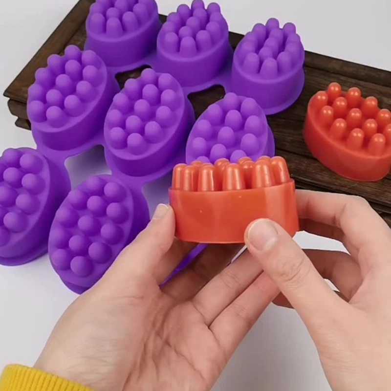 

New 1/2 Cavity 3D Handmade Silicone Soap Molds Massage Therapy Bar Making Mould Tools DIY Oval Shape Soaps Resin Crafts
